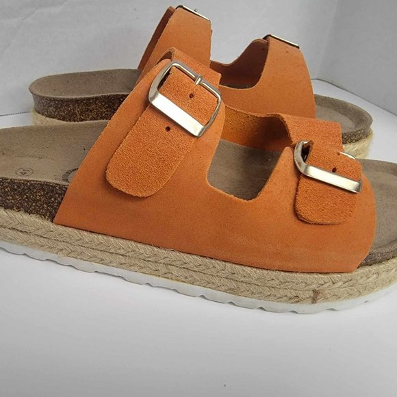 Celtic & Co. Women 41 size 10 Double Buckle Sandals Burnt Orange - Picture 7 of 13